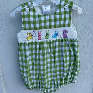 𝅺NEW Smocked Easter rabbit outfit sz 18 months